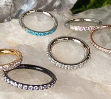 1pc Hinged Segment Ring CNC Set CZ Gems Hoop Helix Daith 316L Surgical Steel