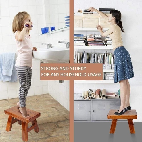 Sturdy Step Stool Footstool Solid Wooden Small for Kids Adults Sink Plant Stand - Picture 8 of 8