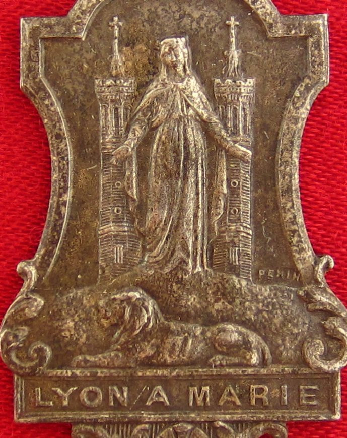 m6533フランス 聖母マリア LYON A MARIE メダイ PENIN作 Vintage MARY OF LYON FRANCE Medal Catholic Medal LYON A MARIE