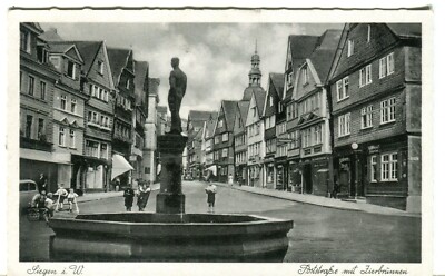 Germany AK Siegen 57076 - Poststrasse mit Zier Brunnen Hermann Lorch postcard