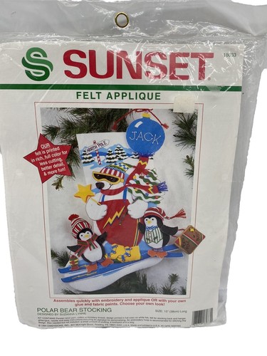 Bucilla Kit Chaussette Noël Feutrine Appliqué 45,7 Cm – Polar Bear Buddies – Ours Polaires Amusants