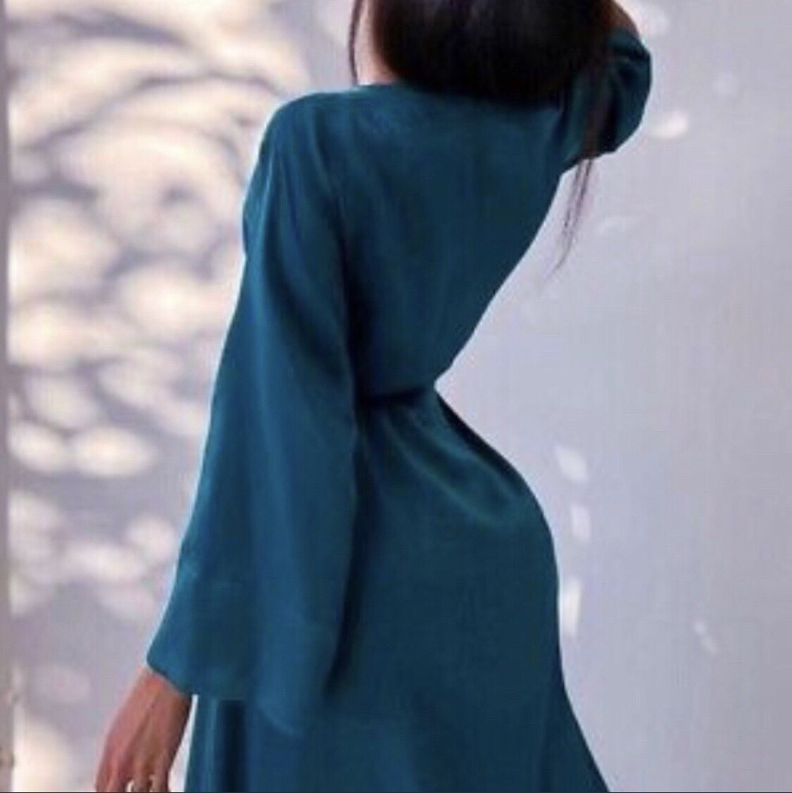 RARE NWT ZARA SS21 SATIN EFFECT MIDI DRESS Duck green 8990/608 thumbnail 4