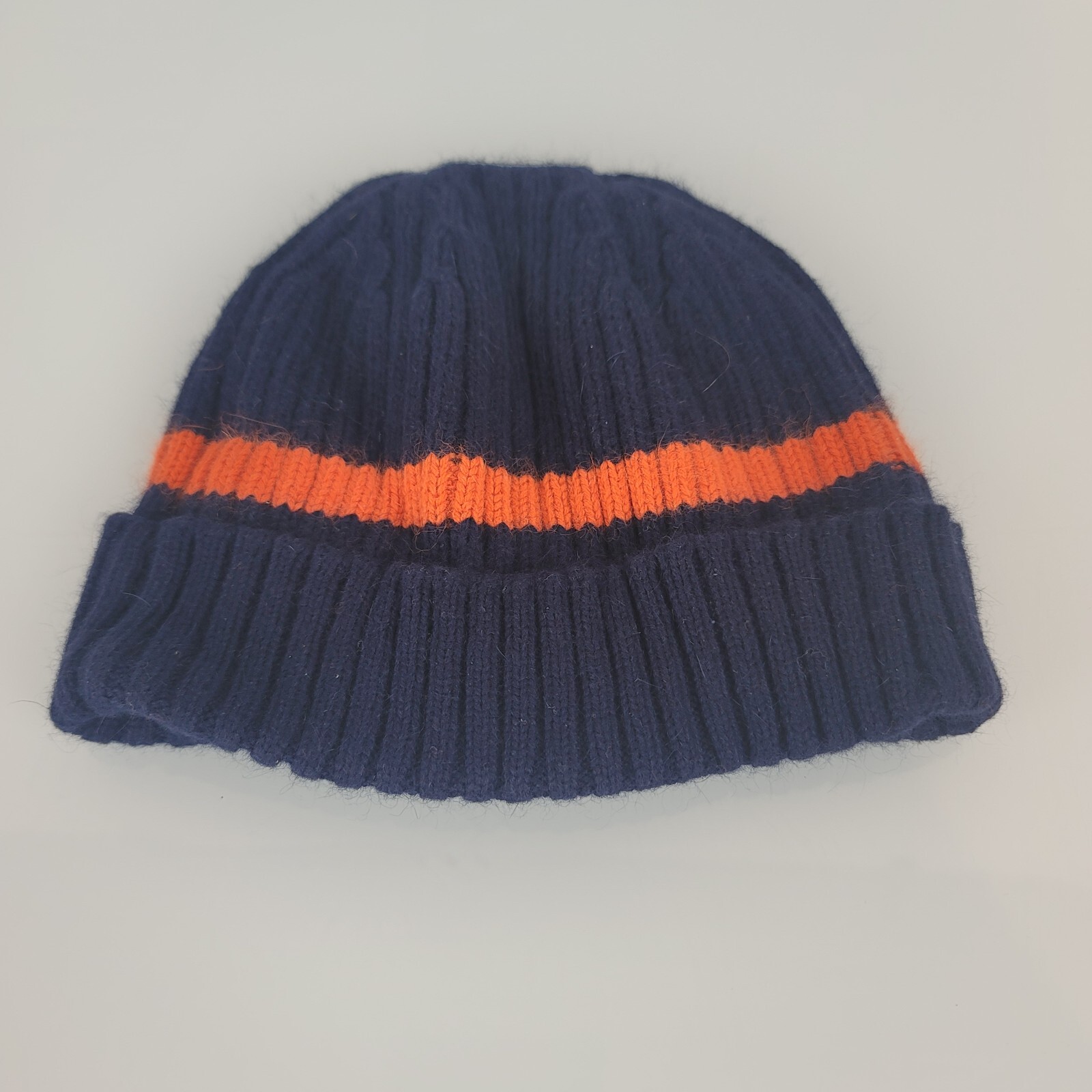Cappello invernale Ralph Lauren blu navy arancione righe pony logo angora 12 24 2T 3T 4T