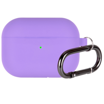 for Airpods Pro Mercury Rubber Silicone Case Cover W/Carabiner Clip PURPLE
