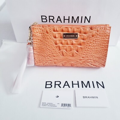 BRAHMIN ORANGE/PEACH MILLIE WRISTLET #HARD TO FIND