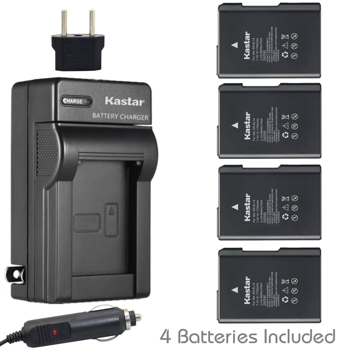 Kastar Battery Travel Charger for Nikon EN-EL14 MH-24 & Nikon