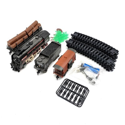 Steam Train Locomotive Tracks Model Sound Light Smoke System Electric Toys