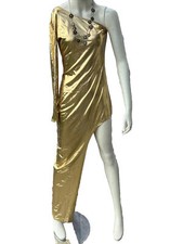 Fashion Women Sloping Shoulder One Sleeve Side Slit Skinny Party Club Dress)S-M