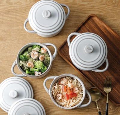 KOOV Small Casserole Dish With Lid Oven Safe Bowls 12 Oz Ceramic