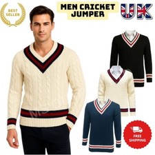 Cricket V Neck Jumper Casual Wear Cable Knit Sweater Short/Full Sleeve CLEARANCE