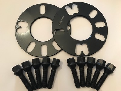 5mm BLACK BIMECC ALLOY WHEEL SPACERS 72.6 + M12X1.5 BLACK BOLTS FITS BMW 2