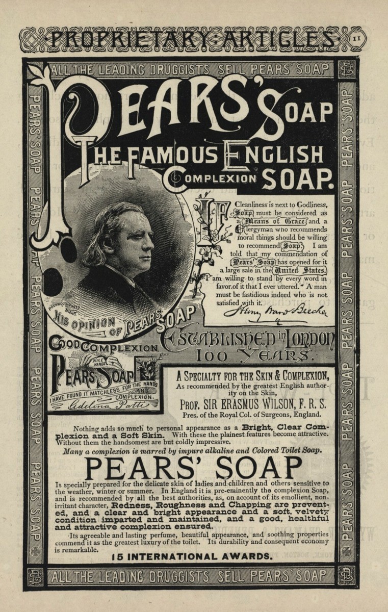 PEARS' SOAP - VINTAGE 1881 ADVERTISEMENT - HENRY WARD BEECHER
