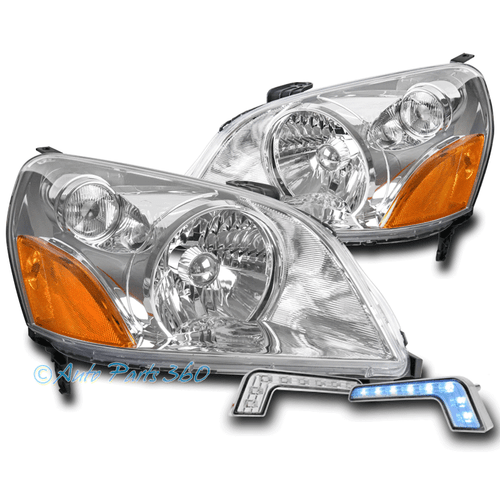 PARA 03 04 05 HONDA PILOTO CROMO REPUESTO FARO LÁMPARA CON SEÑAL DRL LED AZUL - Imagen 1 de 4