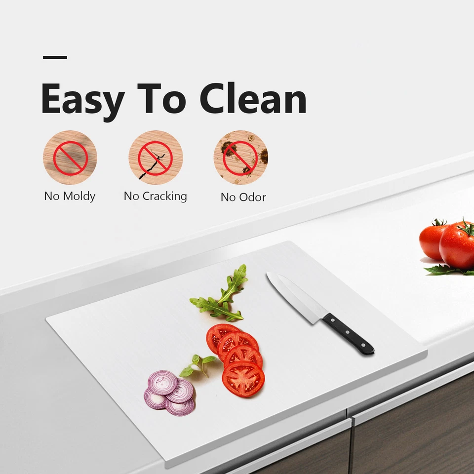 Protector de encimera de tabla de cortar de acero inoxidable con voladizo delantero Foto 4 de 4