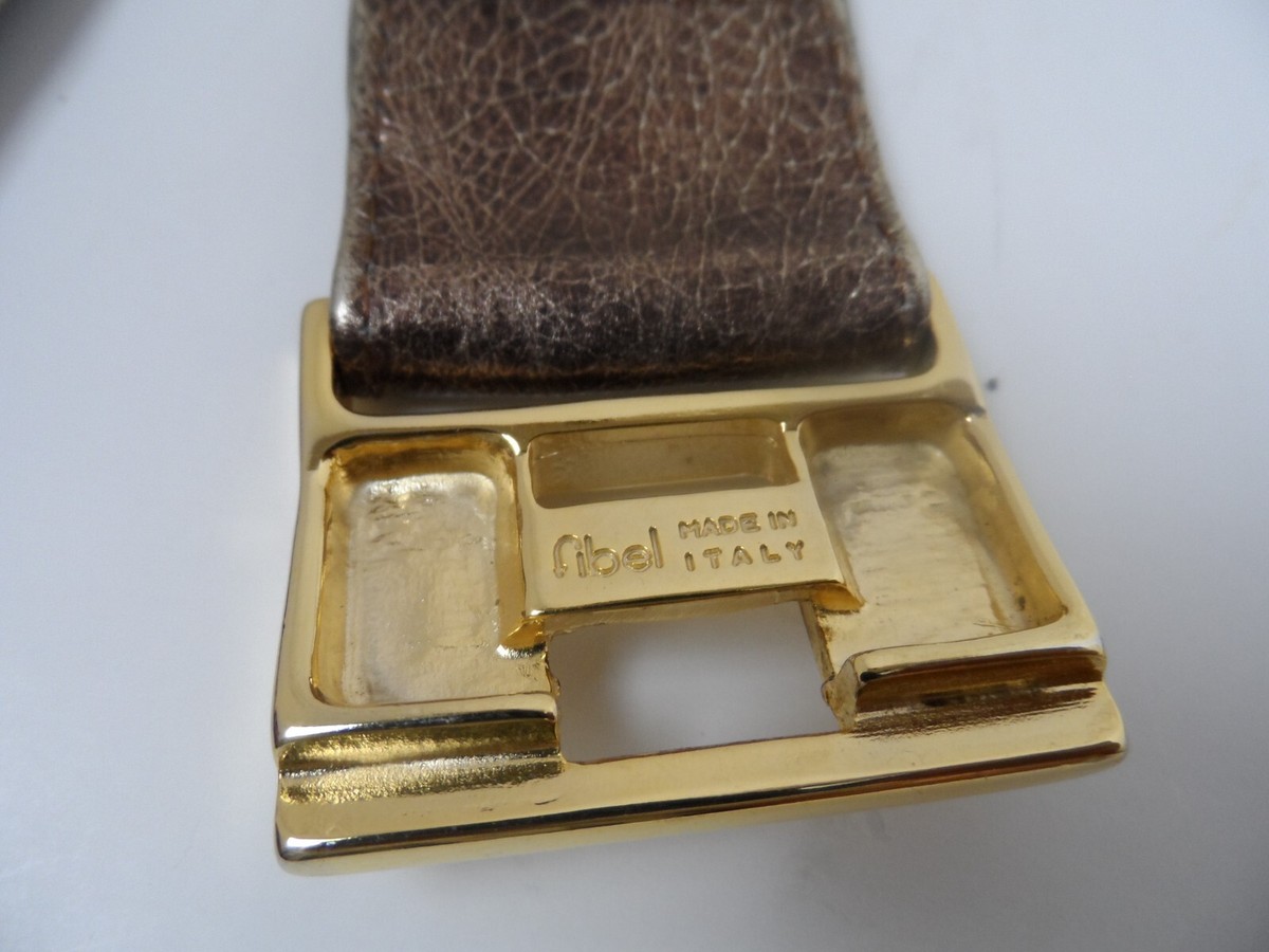 Suzi Roher Stretch Hip Waist Belt Bronze w/Gold Metal Links 