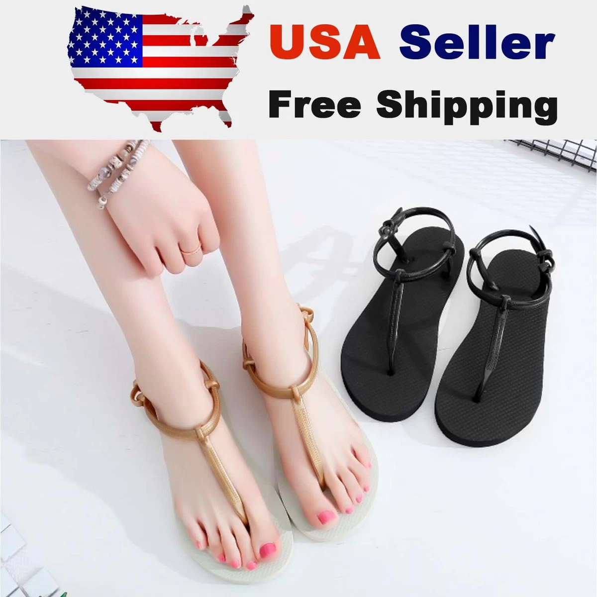 Women Summer Orthopedic Sandals Open Toe Beach Style Slippers Flat Shoes US  Size