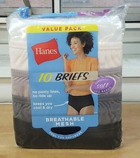 HANES WOMENS BREATHABLE MESH BRIEF UNDERWEAR 10 PACK, ASSORTED COLORS, 8 NEW