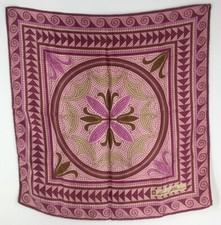 Anne Klein Wine Mosaic 28" X 28" Square Silk Scarf Fine Silk Twill Vintage