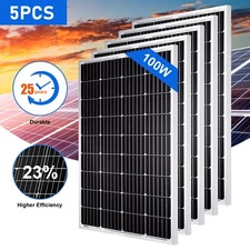 500W Solar Panel 12V PV 100W Monocrystalline RV Roof Shed Marine Back-up Power