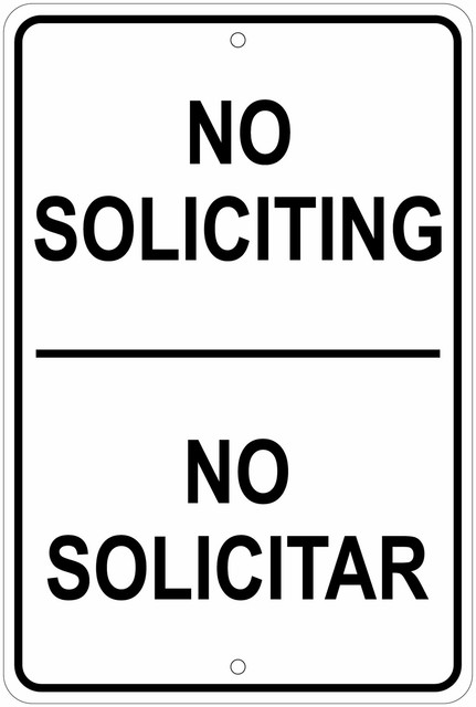 No Soliciting (English / Spanish) 8"x12" Aluminum Sign | eBay