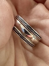 Vintage Signed Sterling Silver 7.5mm Wide Band Ring Size 6