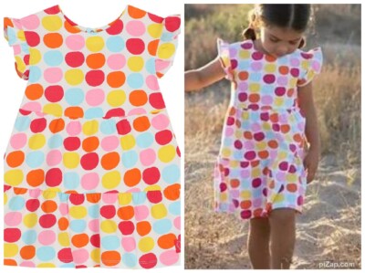 AGATHA RUIZ DE LA PRADA Kids' Girls White Polka Dot Cotton Dress Ruffle Sleeve 6