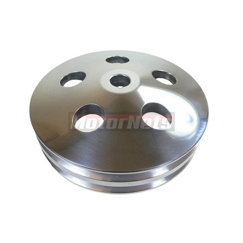 Small Big Block Chevy Chrome Saginaw Power Steering Pump 2 Groove Pulley 350 454 - Picture 3 of 3