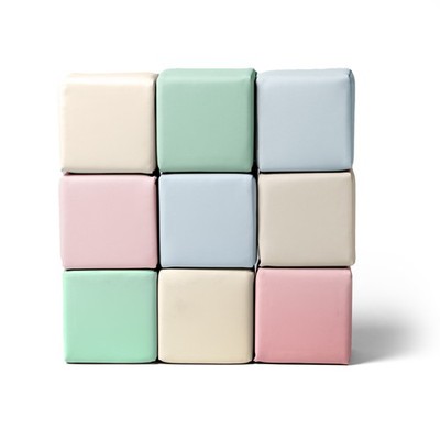KIDKII 9 Piece Set Mini Builder Cubes Soft Foam Stackable Toddler Blocks, Pastel