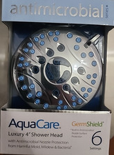 AquaCare Chrome Rain Fixed Shower Head 2.5 GPM High Pressure 6-Spray