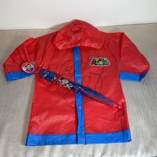 Super Mario Boys Red Blue Raincoat  Umbrella Set Size Large Hooded Waterproof