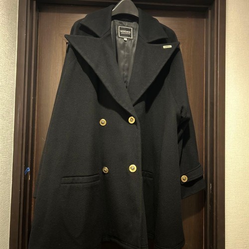 Versace Jeans Couture, Versace Jeans Couture Vintage Black Cashmere Coat S Warm Wool Outerwear
