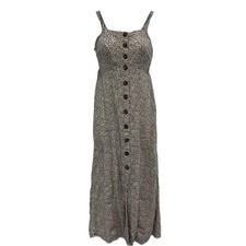 Japna Leopard Print Animal Print Ruched Back Midi Button Front Dress Size Small