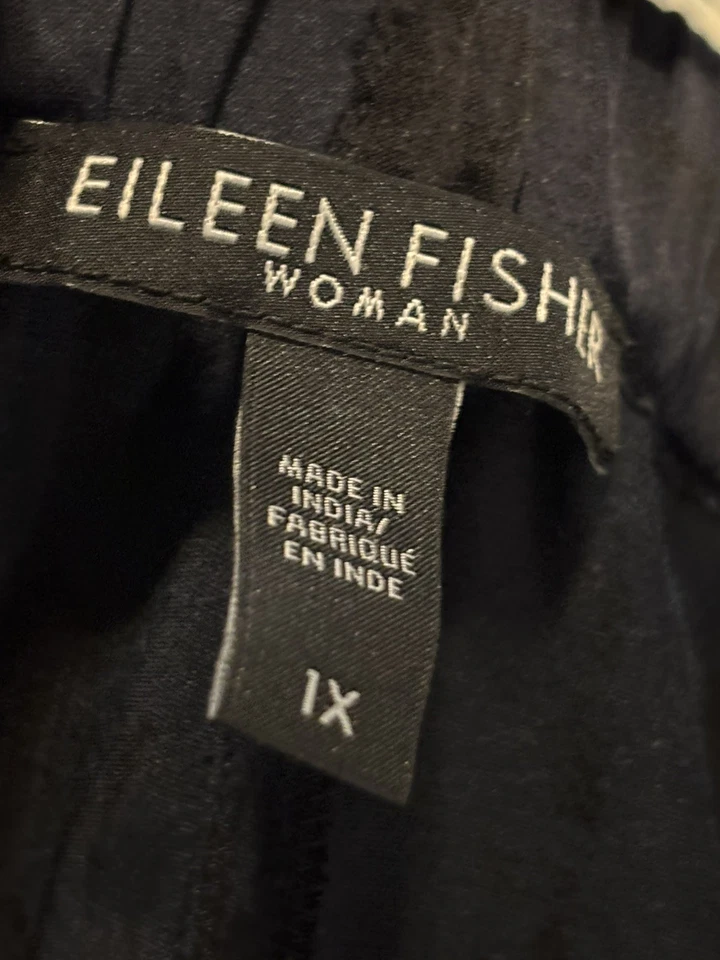 Eileen Fisher indigo & Black Silk Pull On Pants Size 1X Pockets - Image 2 of 2