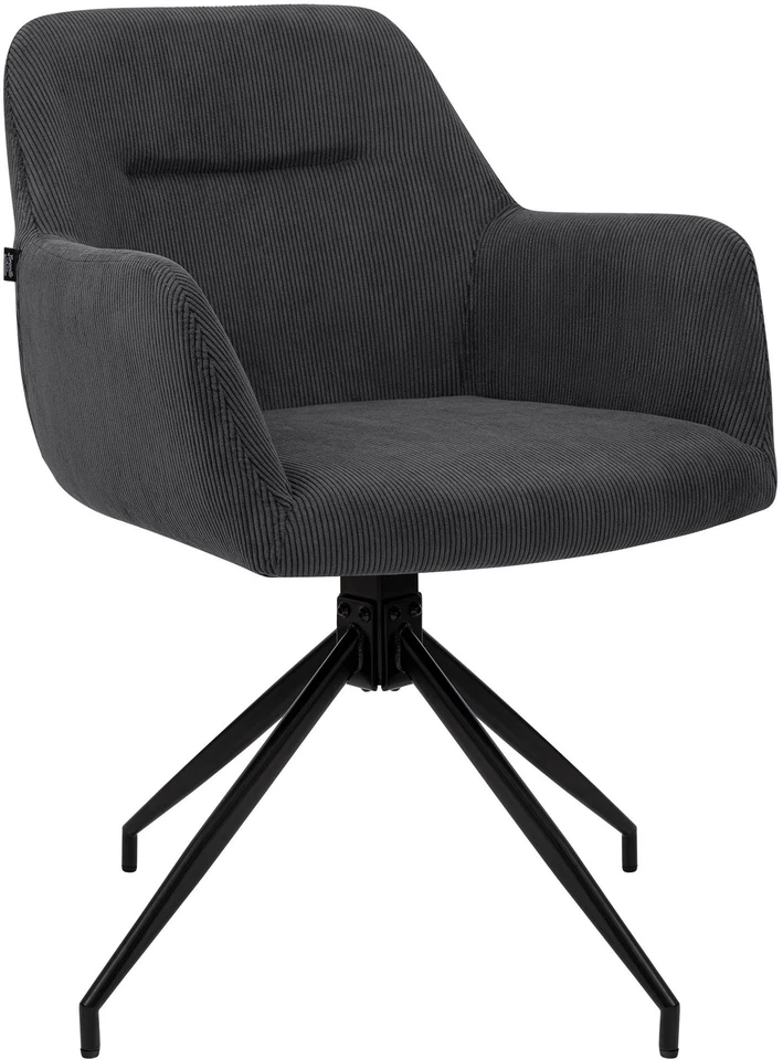 Esszimmerstuhl Merlinda mit Cordbezug 360° drehbar mit Metallgestell und Lehnen - Bild 1 von 1
