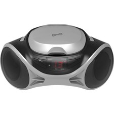 Supersonic Portable AM/FM Radio CD Player Boombox with Bluetooth Silver 