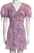 ASTR Purple Floral Print Short Sleeve V-Neck Mini Dress Sz: XL  NWT