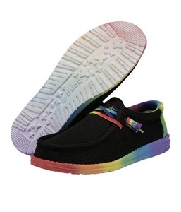 Hey Dude Rainbow Wally Stretch Pride Shoes Mens 11 EU 44 Slip On Shoes Black Hey Dude Wally L Stretch Black Rainbow Slip On Loafers Mens  main image 4