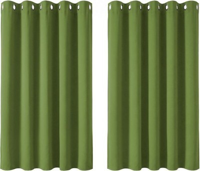 Grün Verdunkelungsvorhänge Paar Thermoisoliert Ösen Ring oben 66 x 54 Zoll