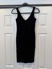 Forever 21 Black V Neck Sleeveless Bodycon Midi Dress Small Y2K style
