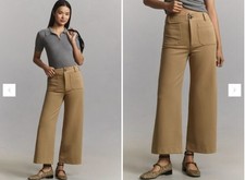 NWT Maeve The Colette Cropped Wide-Leg Knit Pants Maeve Size 25 Beige 7C605