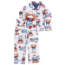 Girls Blue Flannel Disney Stitch Christmas Pajamas Sleep Set