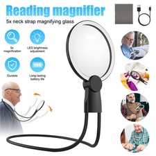 Wearable Magnifying Glass Hands Free Neck with Light Wearable Lighed Elderly Old