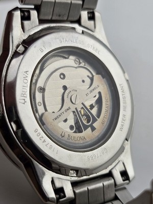 Bulova BVA 21-Jewels Skeleton Dial Men's Watch 96A119 Stainless