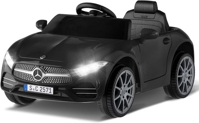 12V Kinder Elektro Mitfahrauto mit Fernbedienung LED Lichter Musik Schwarz Spielzeugauto