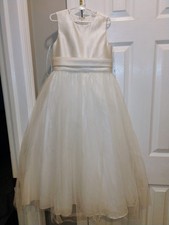 NWT Dessy Collection Flower Girl Bow Dress Ivory size 7