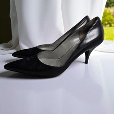 Via Spiga Black Leather Pointed Toe Stiletto Heel Pumps Woman 6M Career Wear