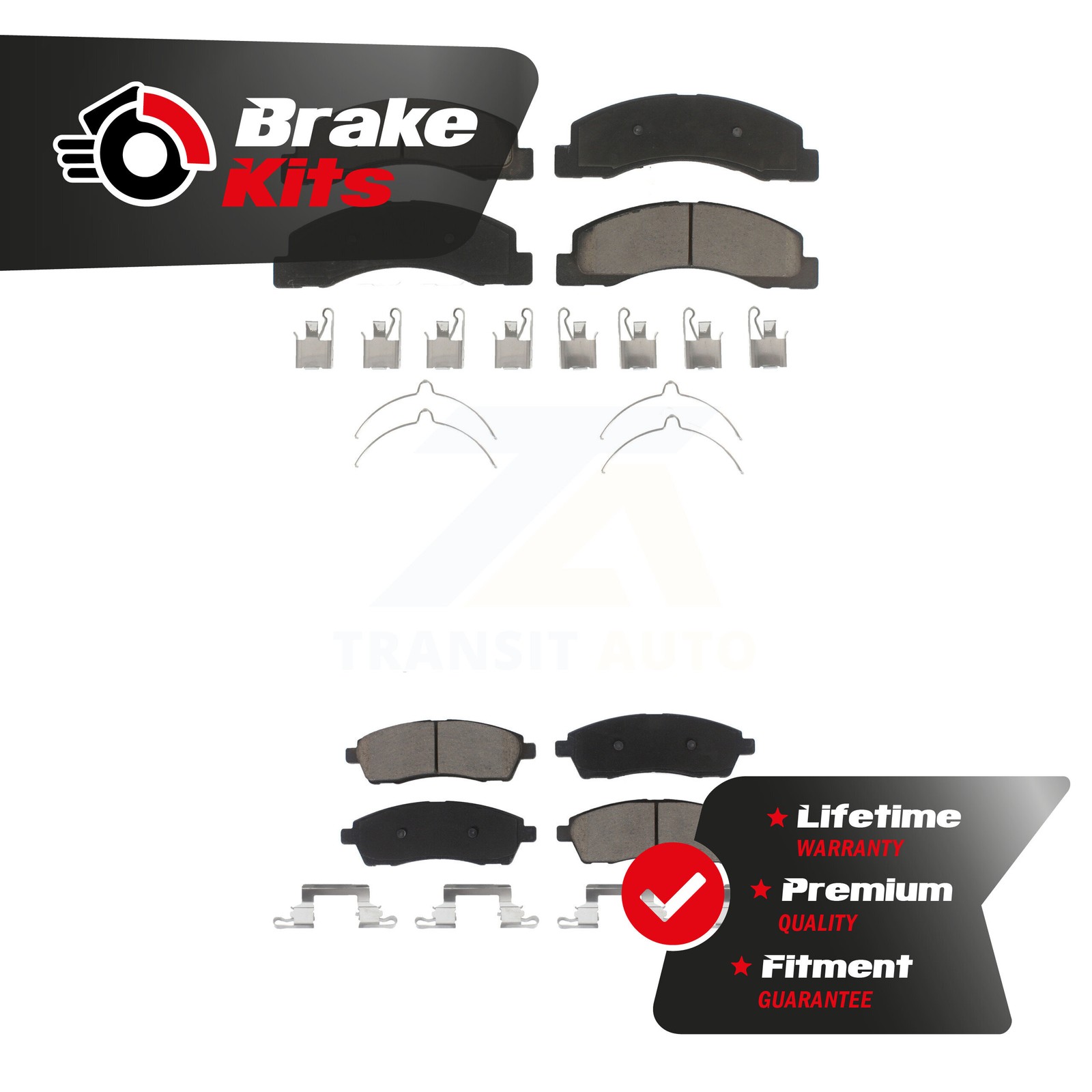 Front Rear Ceramic Brake Pads Kit For 1999-2004 Ford F-350 Super Duty