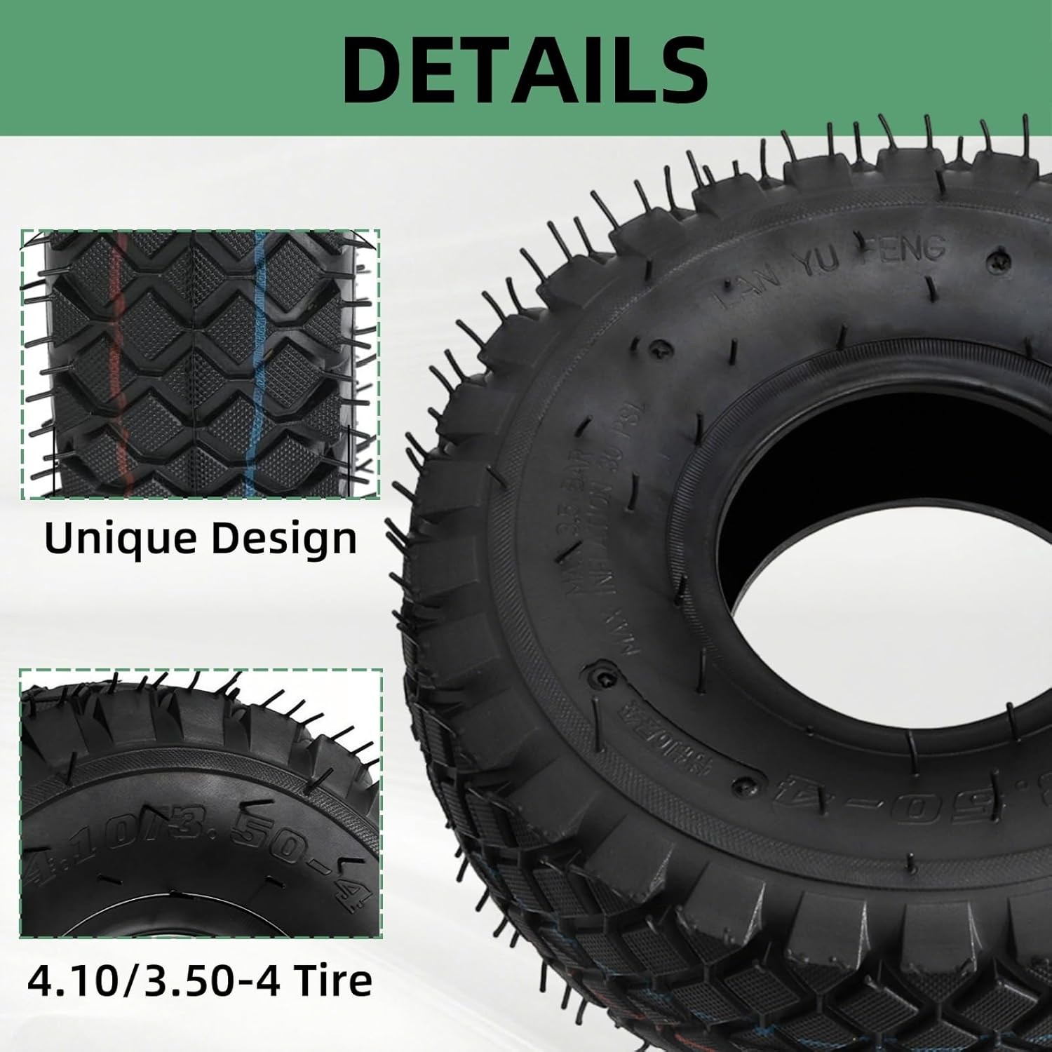 2 Set 4.10/3.50-4 Tire and Inner Tube with Bent Valve Stem, Heavy 