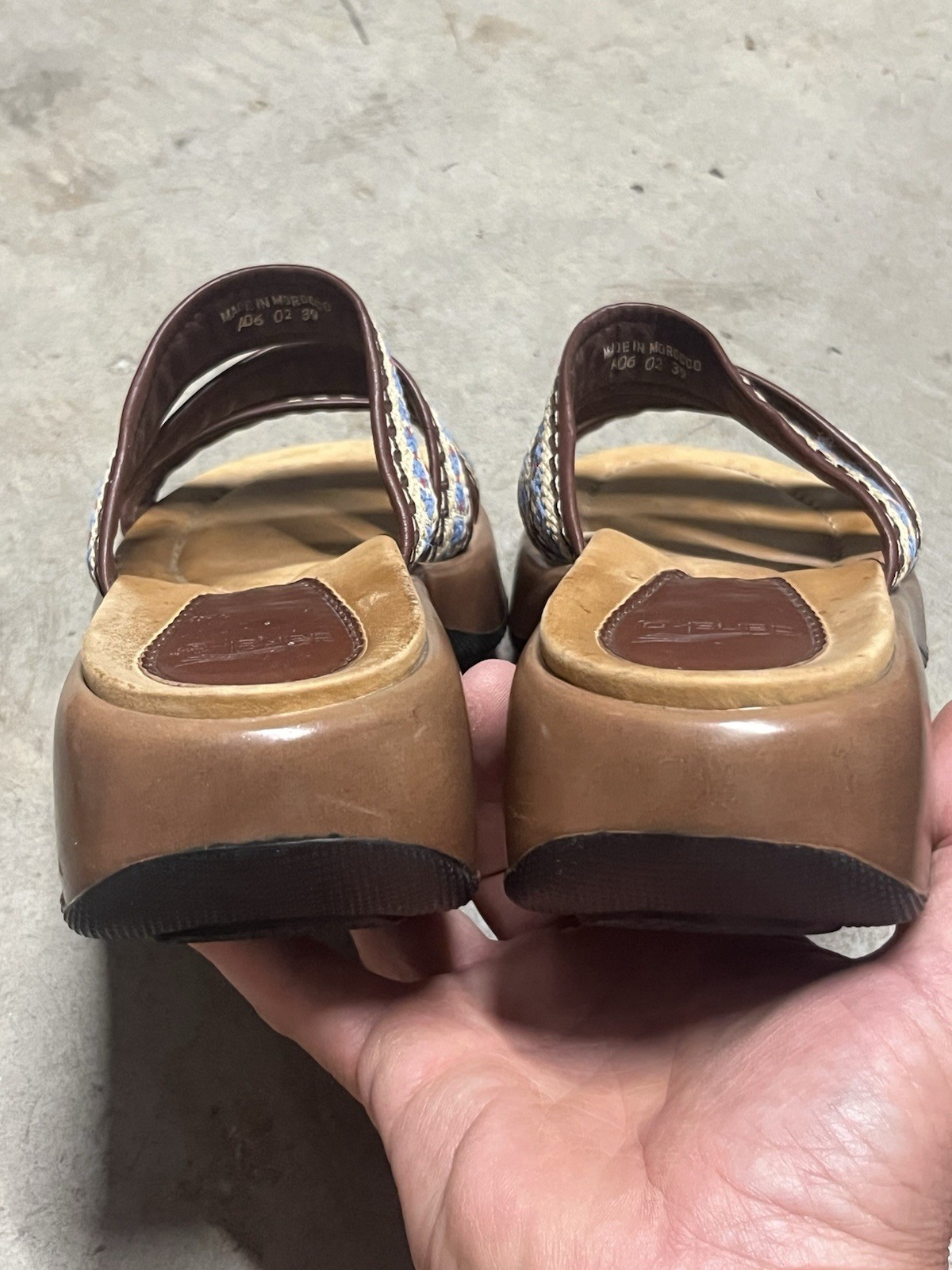 RARE Dansko brown, blue & beige braided platform slide sandals size 8.5-9 / 39 image 7