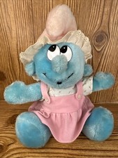 Vintage 1984 Applause Baby Girl Smurfette Smurf Plush Pink Overalls